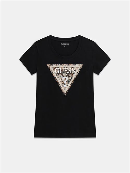 T-shirt con logo triangolare GUESS | W6RI32J1314/JBLK